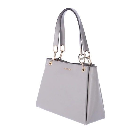 Michael Kors Trisha Large Triple Gusset Compartment Shoulder Bag Pearl Grey - Picture 4 of 7